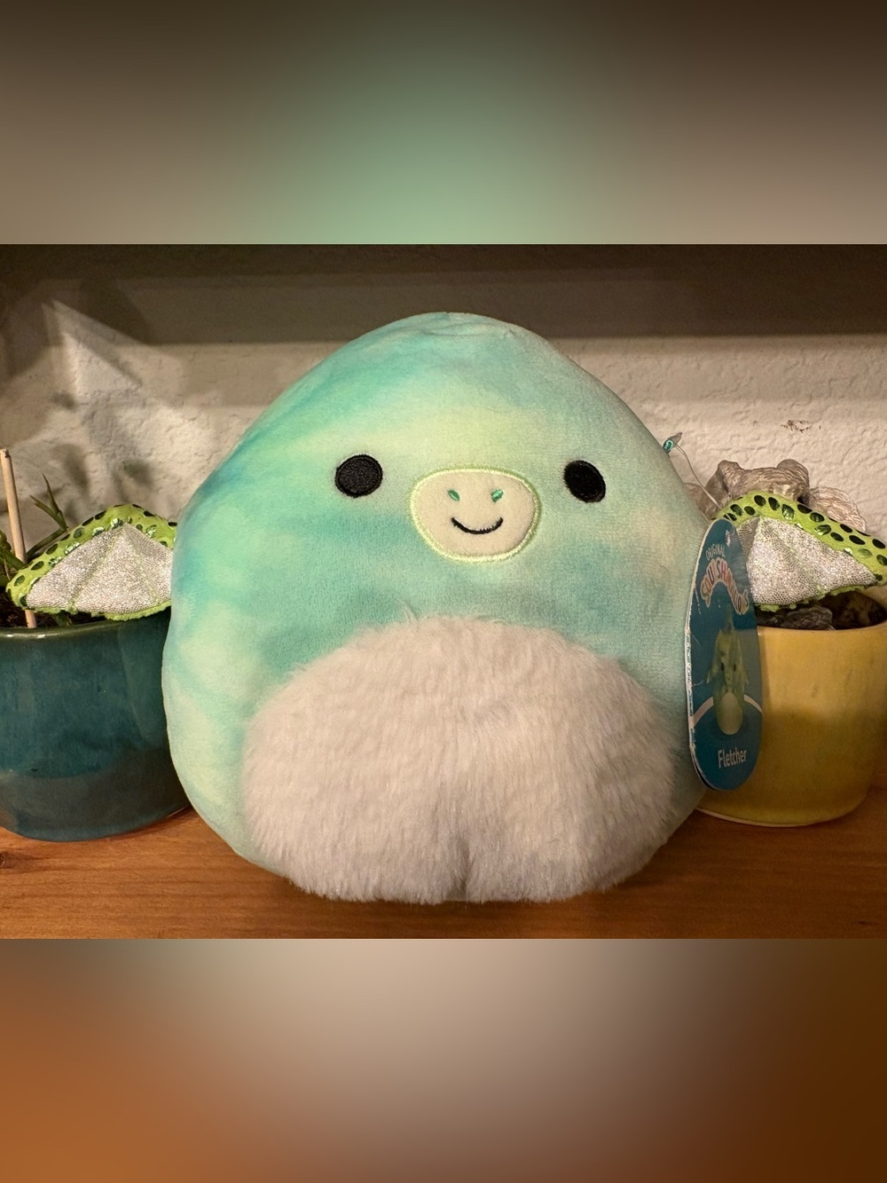 Squishmallows Aqua and White Round Plush with Smiling Face
